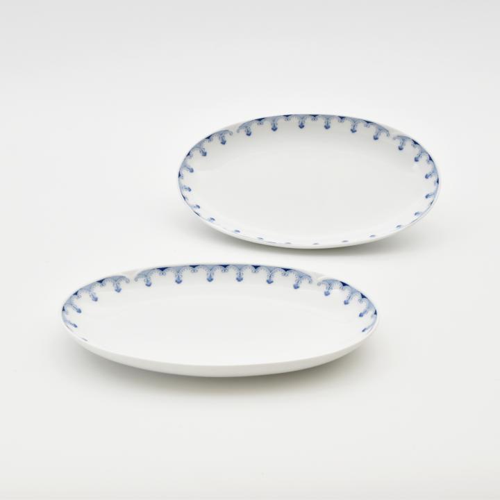 【マリーヌレース】ペア楕円皿（長径24.5cm）