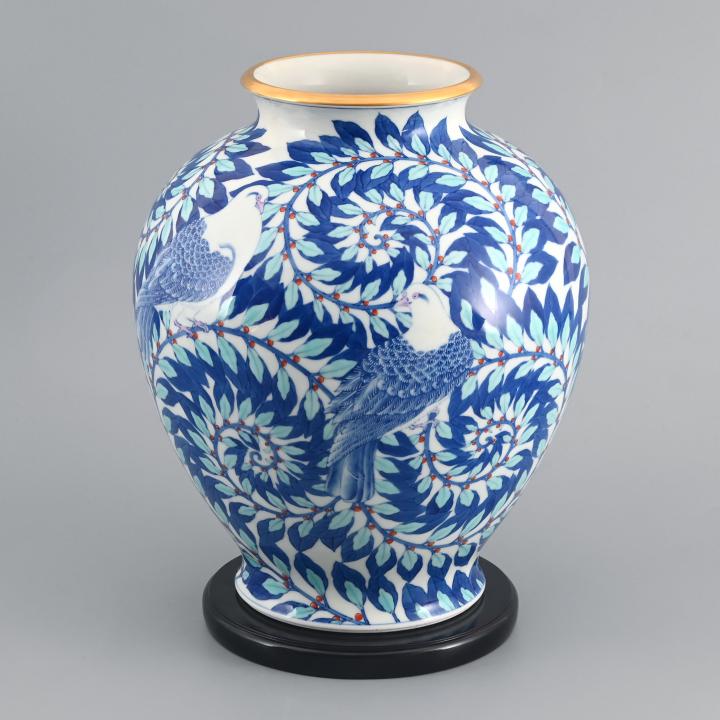 （染錦月桂樹鳩）花瓶　*オンラインショップ特別限定販売*