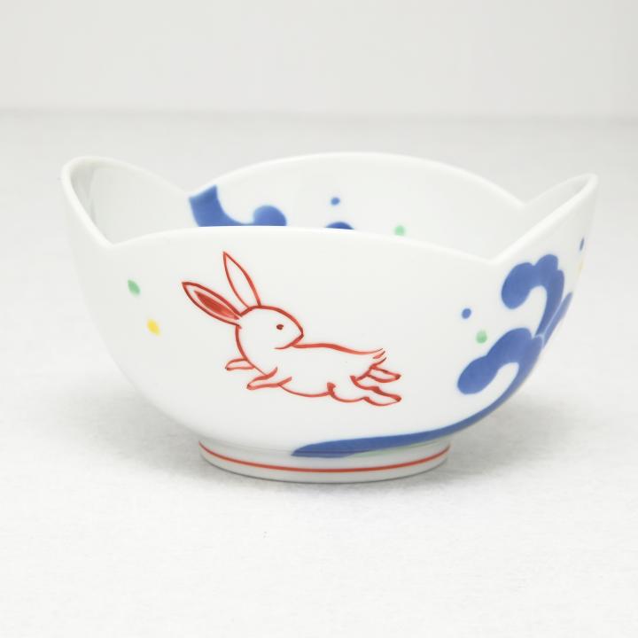 【波うさぎ】福型小鉢（長径10cm）*直営店・オンラインショップ限定商品*