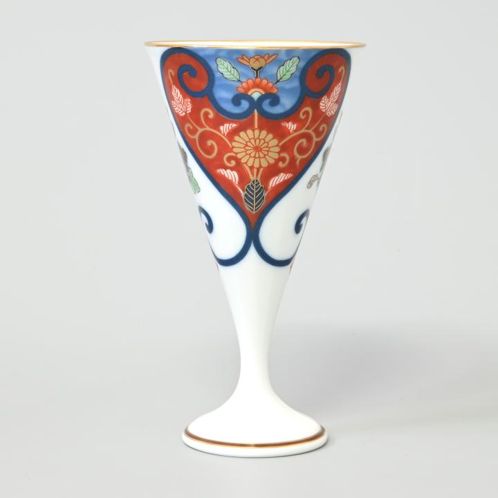 【赤濃割絵菊】ワインカップ（酒杯）