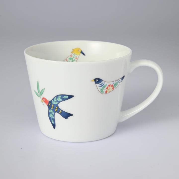 【花小鳥】マグカップ 　箱なし・単品　*有田陶器市特別価格 アウトレット品*