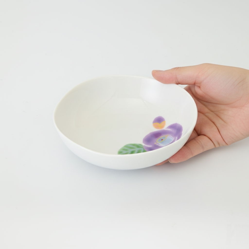 【はんなり】小鉢　つばき（径14cm）単品　箱なし3