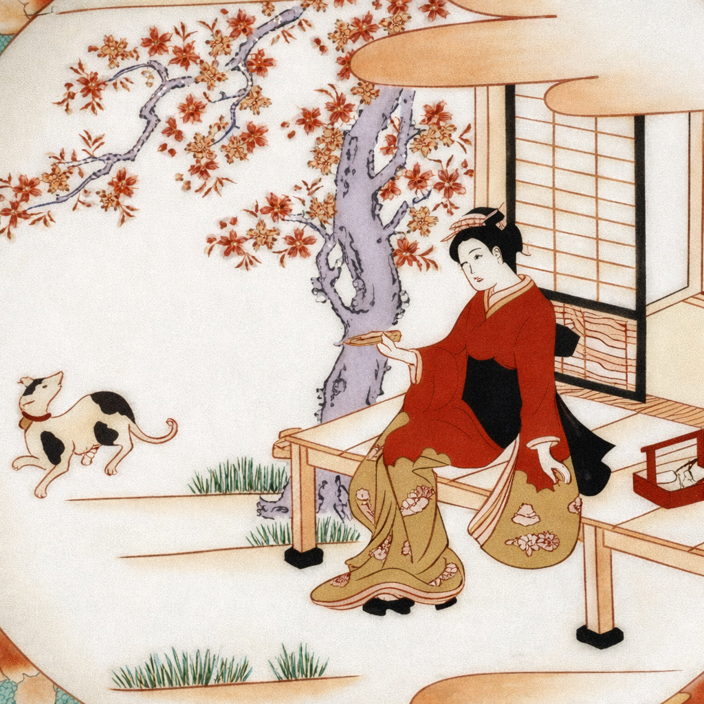 （元禄美人画　縁先）飾り大皿2