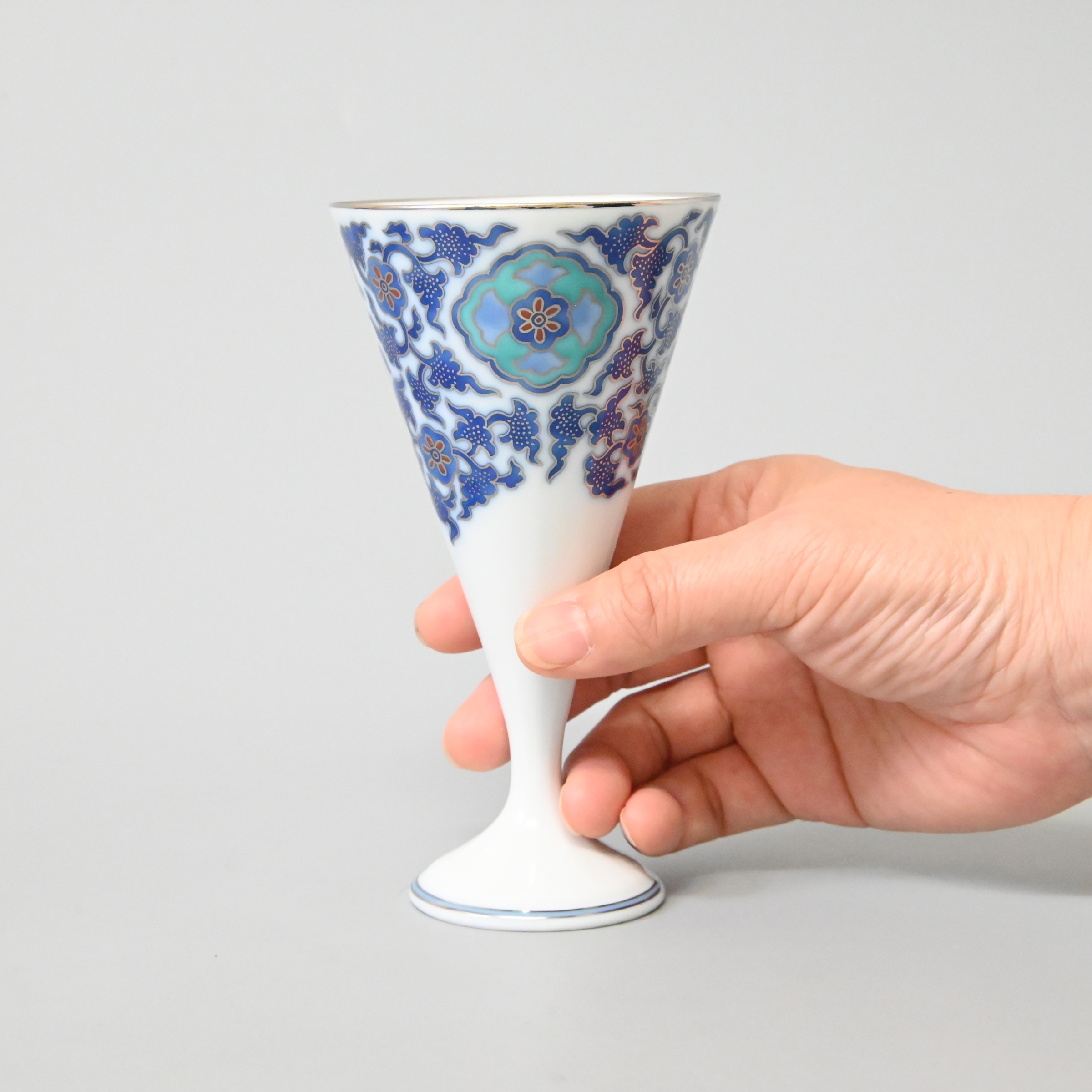 【染錦窓絵小花唐草】ワインカップ（酒杯）6