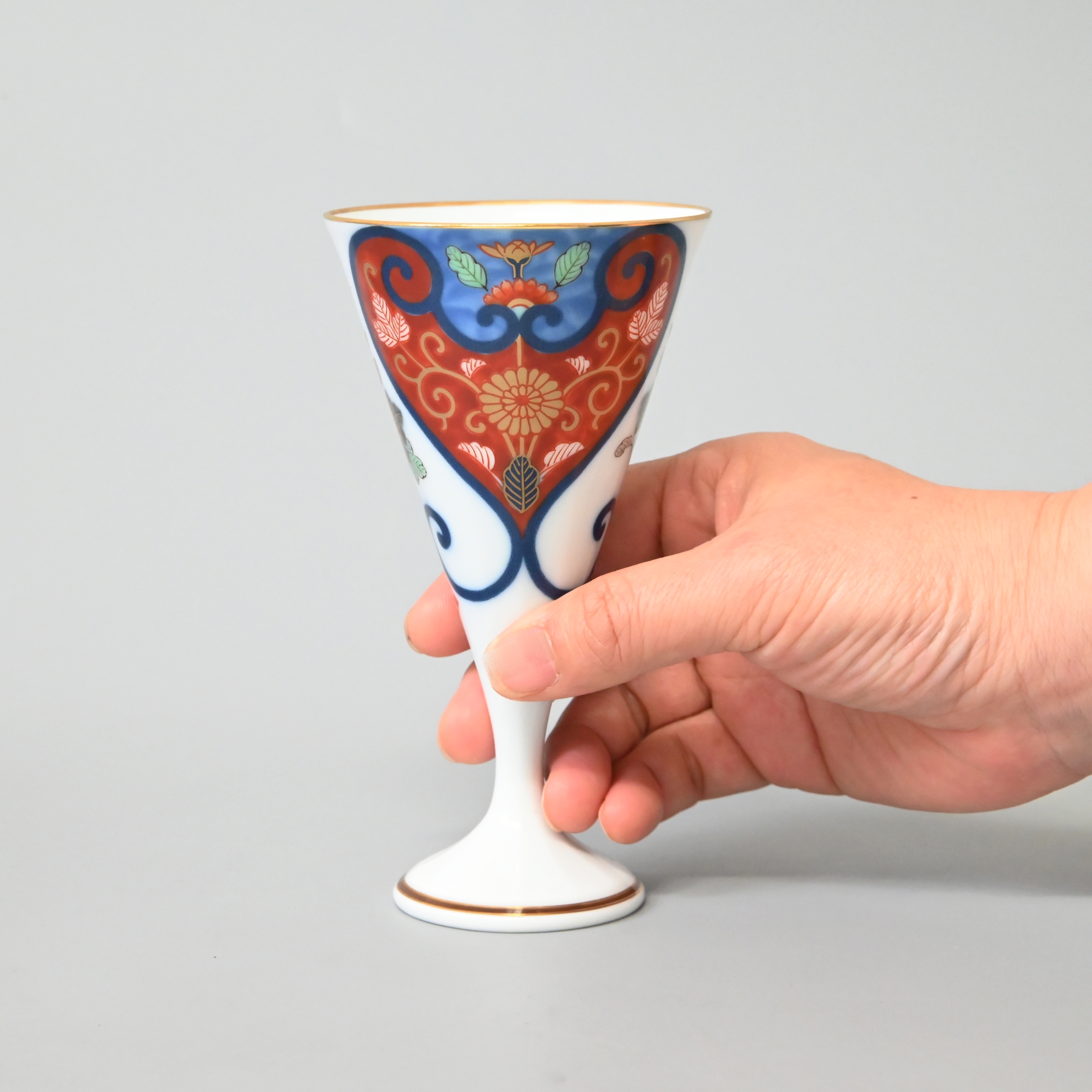 【赤濃割絵菊】ワインカップ（酒杯）6