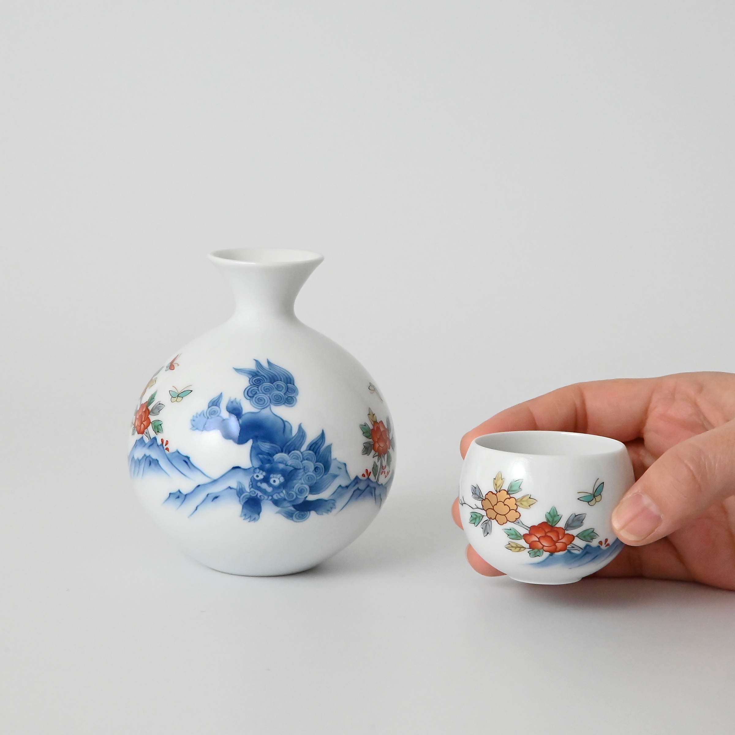 【唐獅子】半酒器（徳利・お猪口）セット8