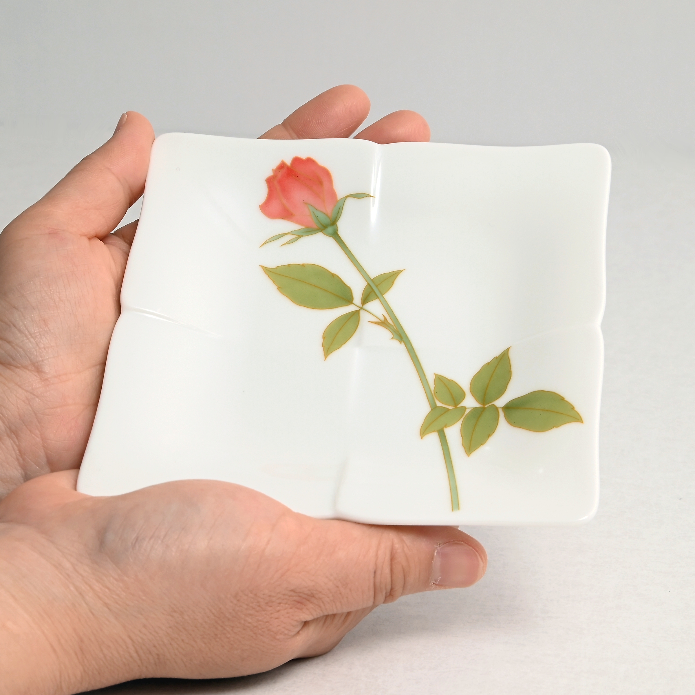 【ノーブルローズ】角皿2枚セット（13cm）箱なし・単品*秋の陶磁器まつり限定特別価格*4