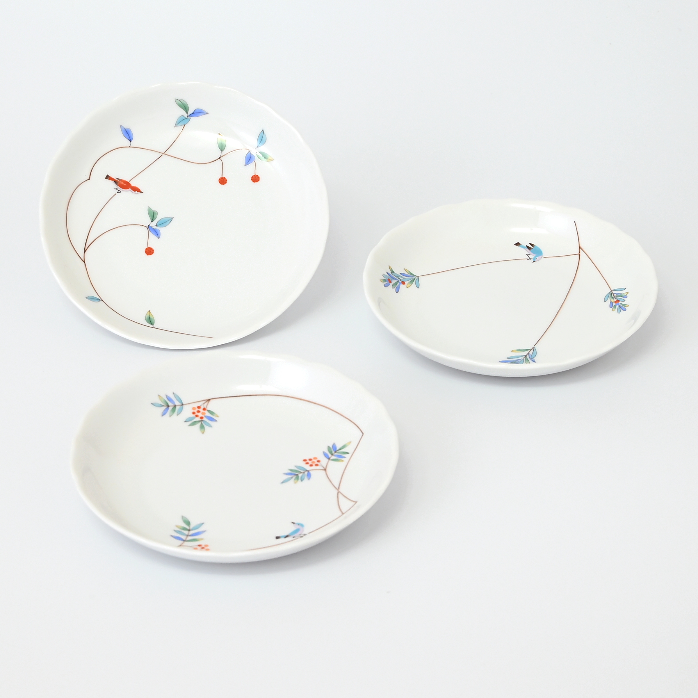 【小鳥の詩】取分皿3枚セット（径16cm）単品・箱なし*秋の有田陶器市まつり特別割引商品*1