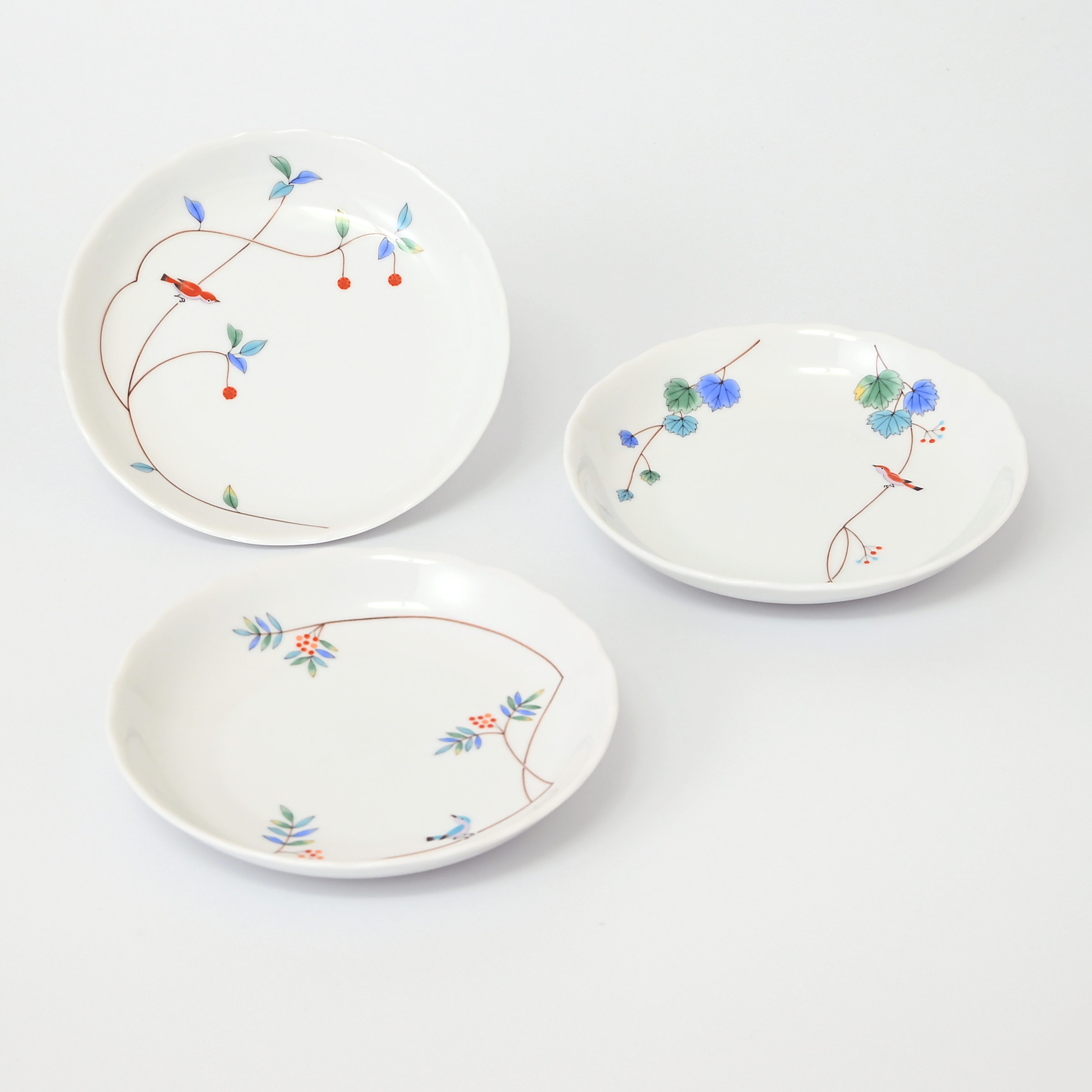 【小鳥の詩】取分皿3枚セット(径16cm)単品・箱なし*秋の有田陶器市まつり特別割引商品*1