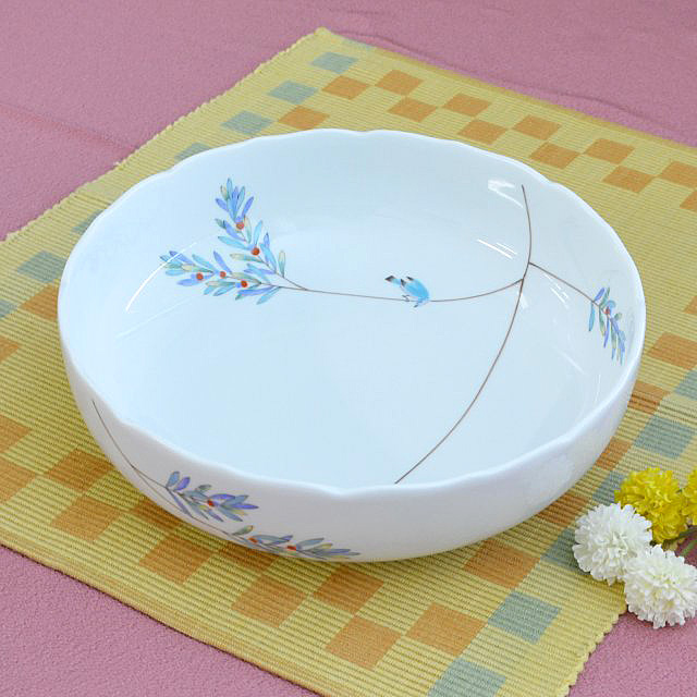 【小鳥の詩】深鉢(径22.5cm)箱なし *特別割引商品*