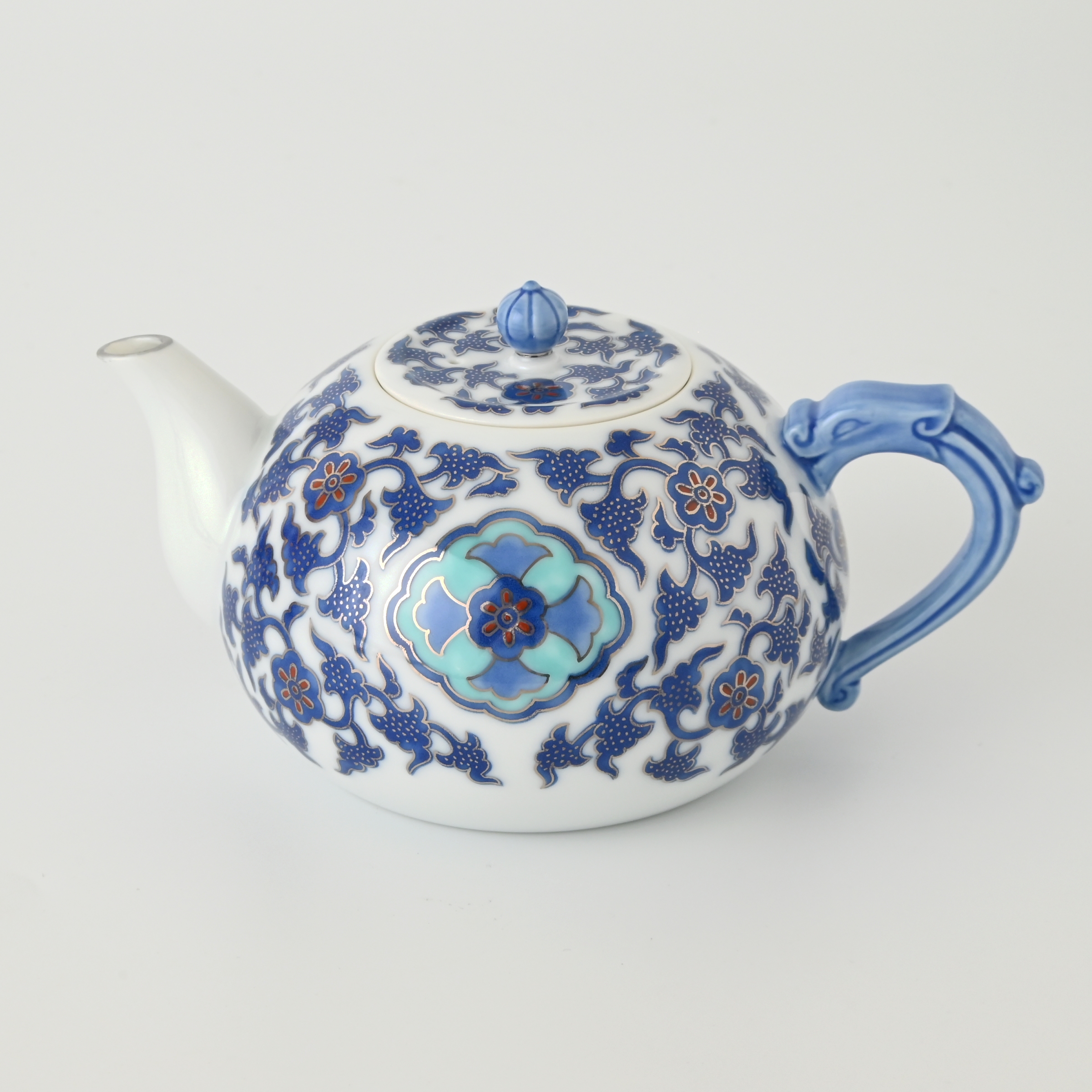 【染錦窓絵小花唐草】龍手急須1