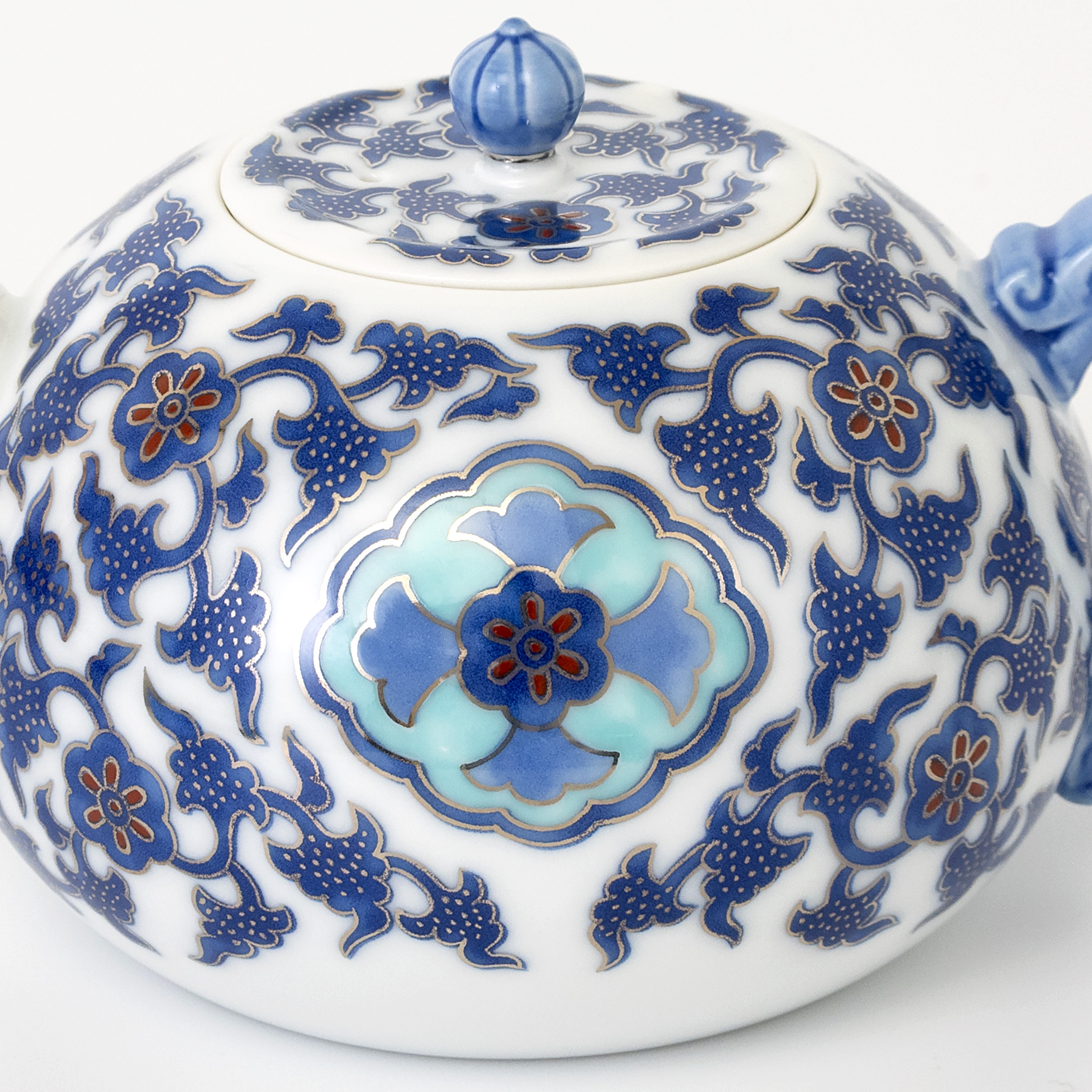 【染錦窓絵小花唐草】龍手急須2