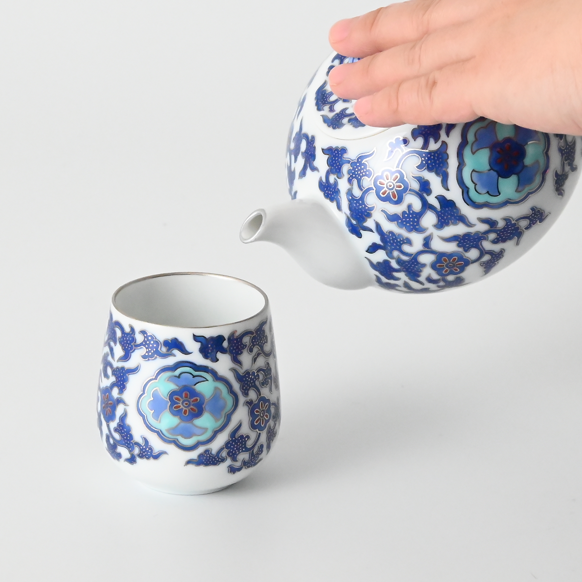 【染錦窓絵小花唐草】龍手急須8