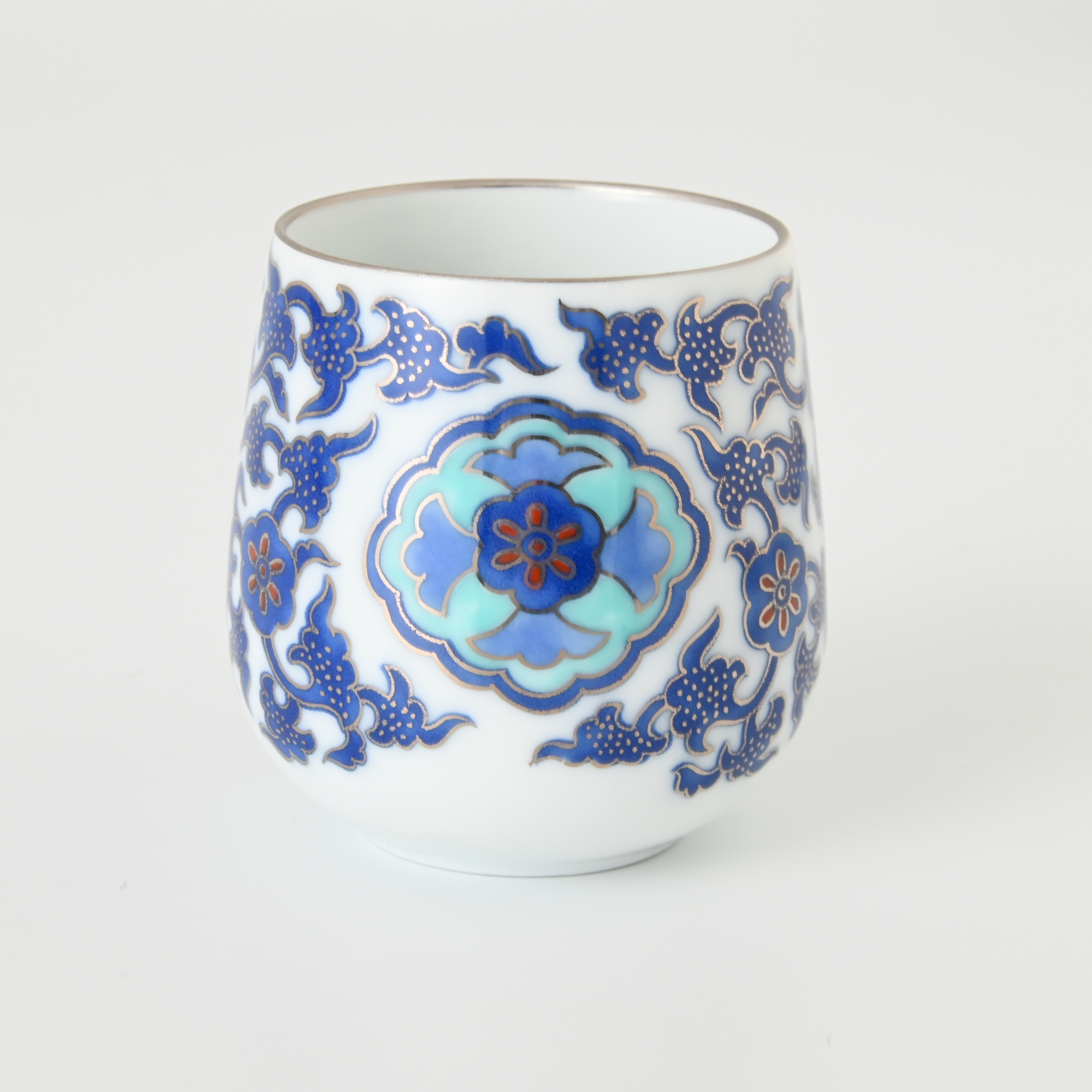 【染錦窓絵小花唐草】湯のみ