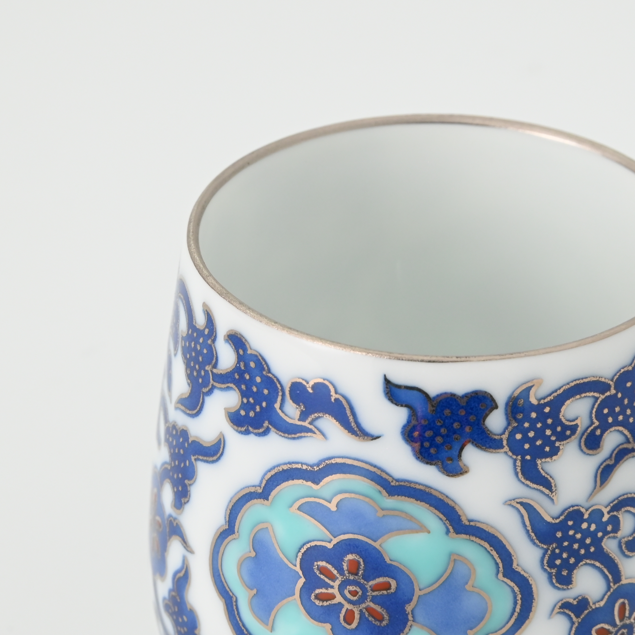 【染錦窓絵小花唐草】湯のみ4