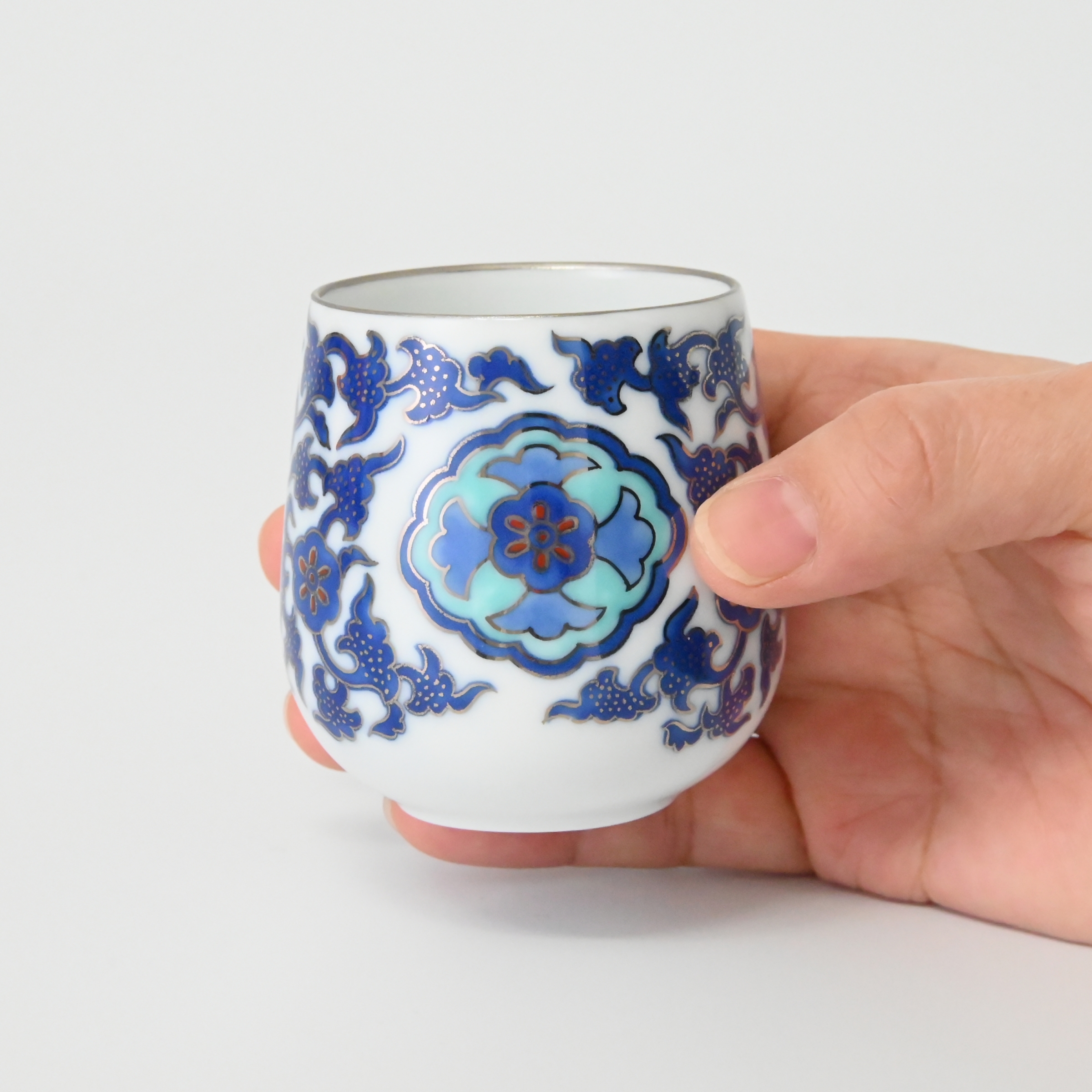 【染錦窓絵小花唐草】湯のみ5