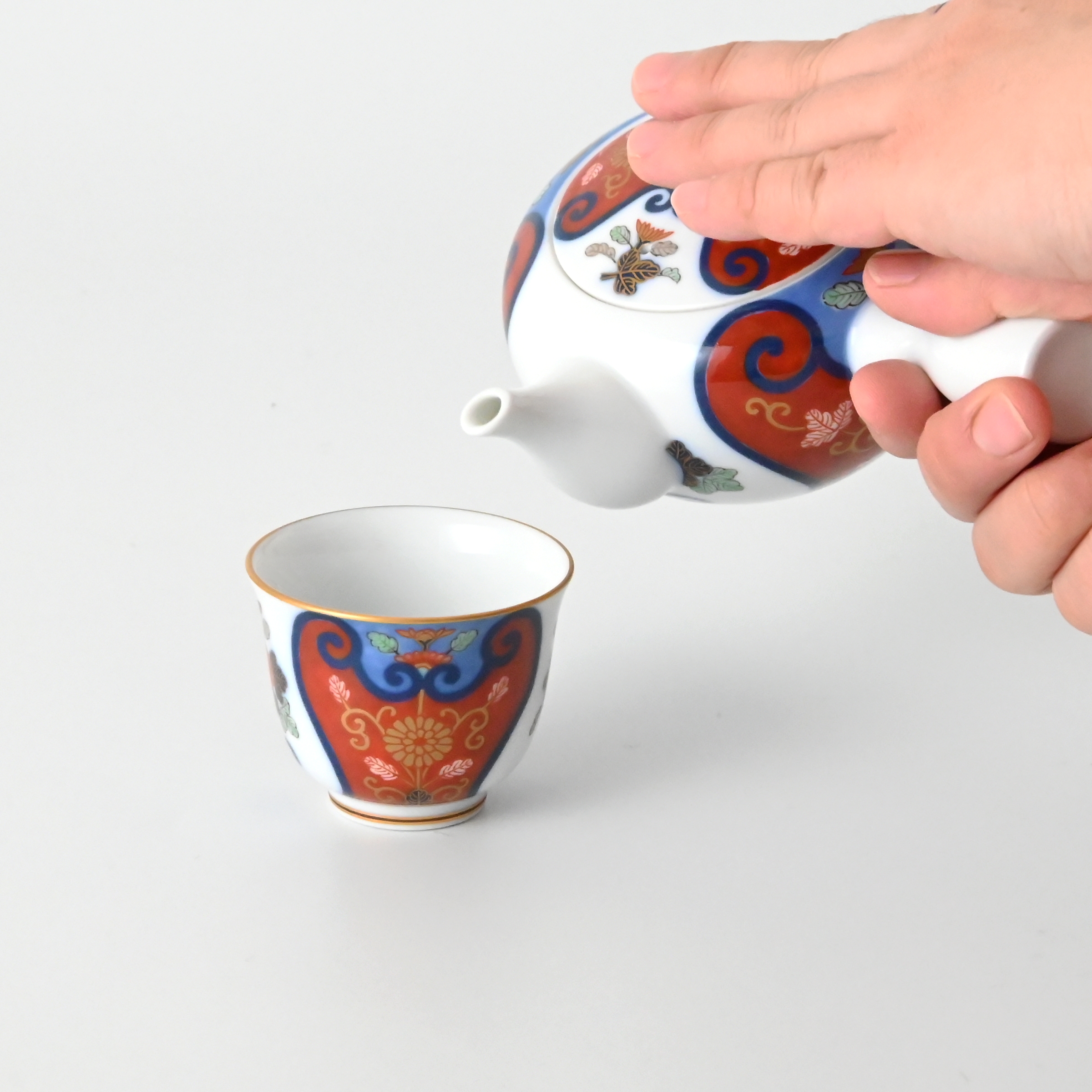 【赤濃割絵菊】急須8