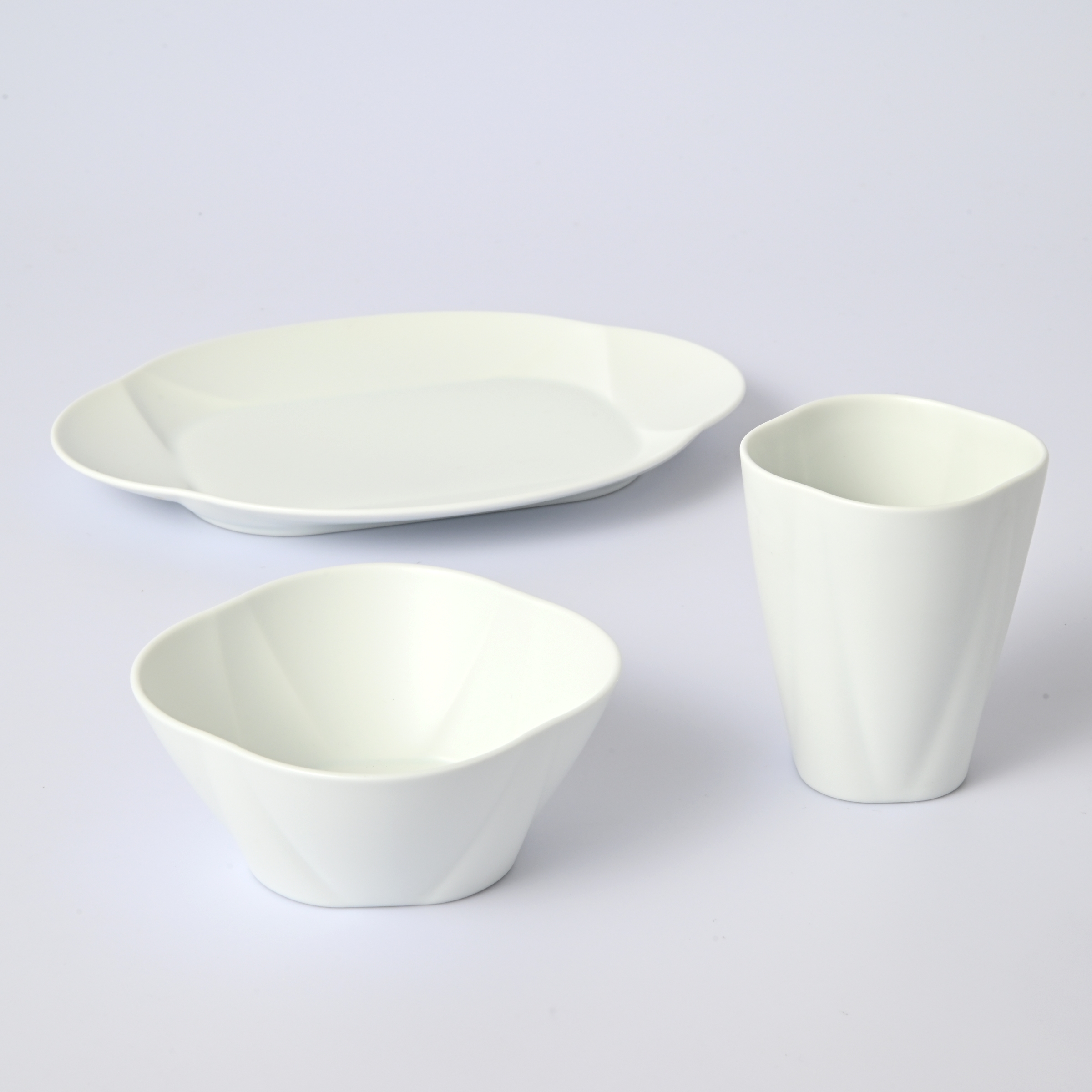 【r45°　ホワイト】カップ ボウル オーバルプレート 新生活応援セット*オンラインショップ限定*1