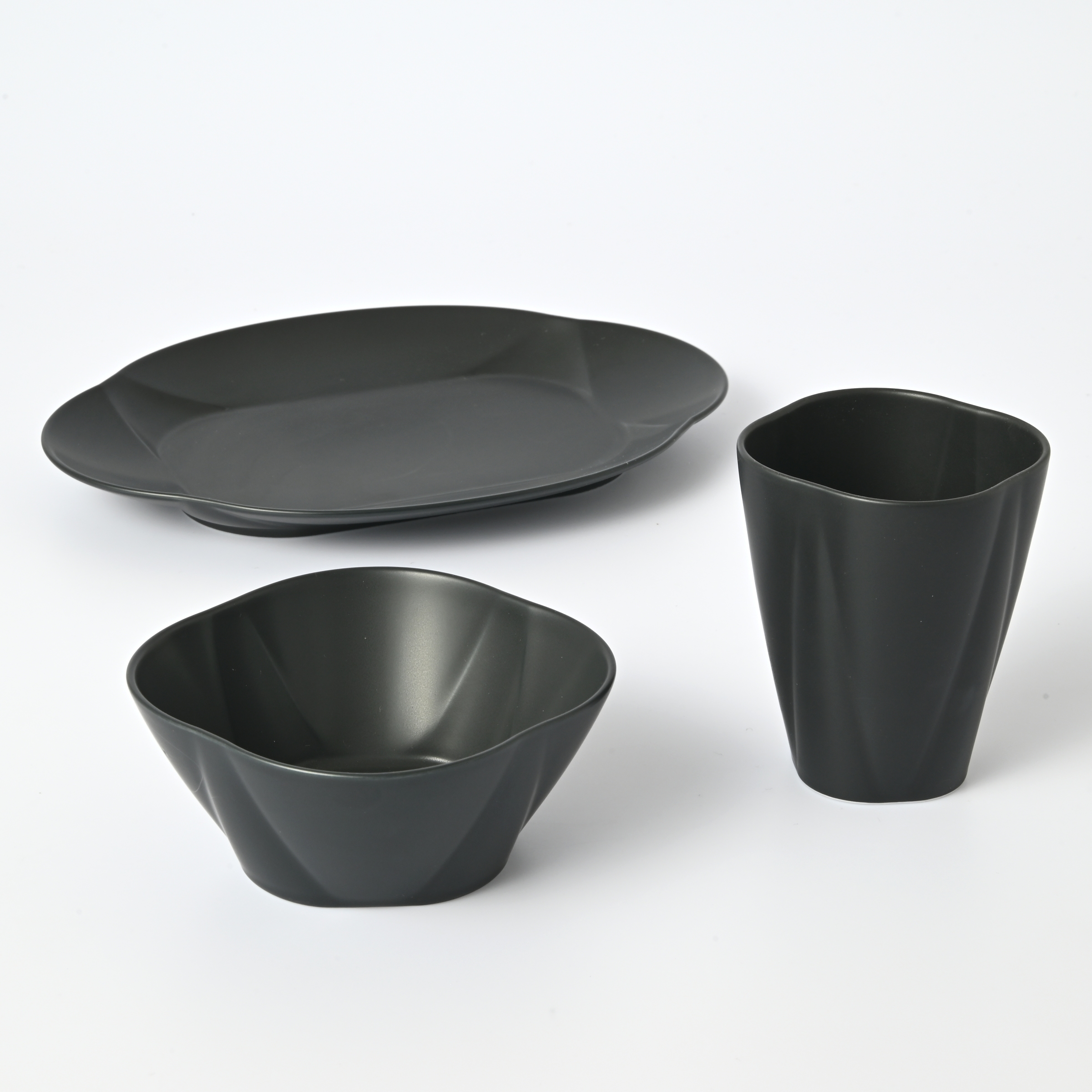 【r45° ブラック】カップ ボウル オーバルプレート 新生活応援セット*オンラインショップ限定*1