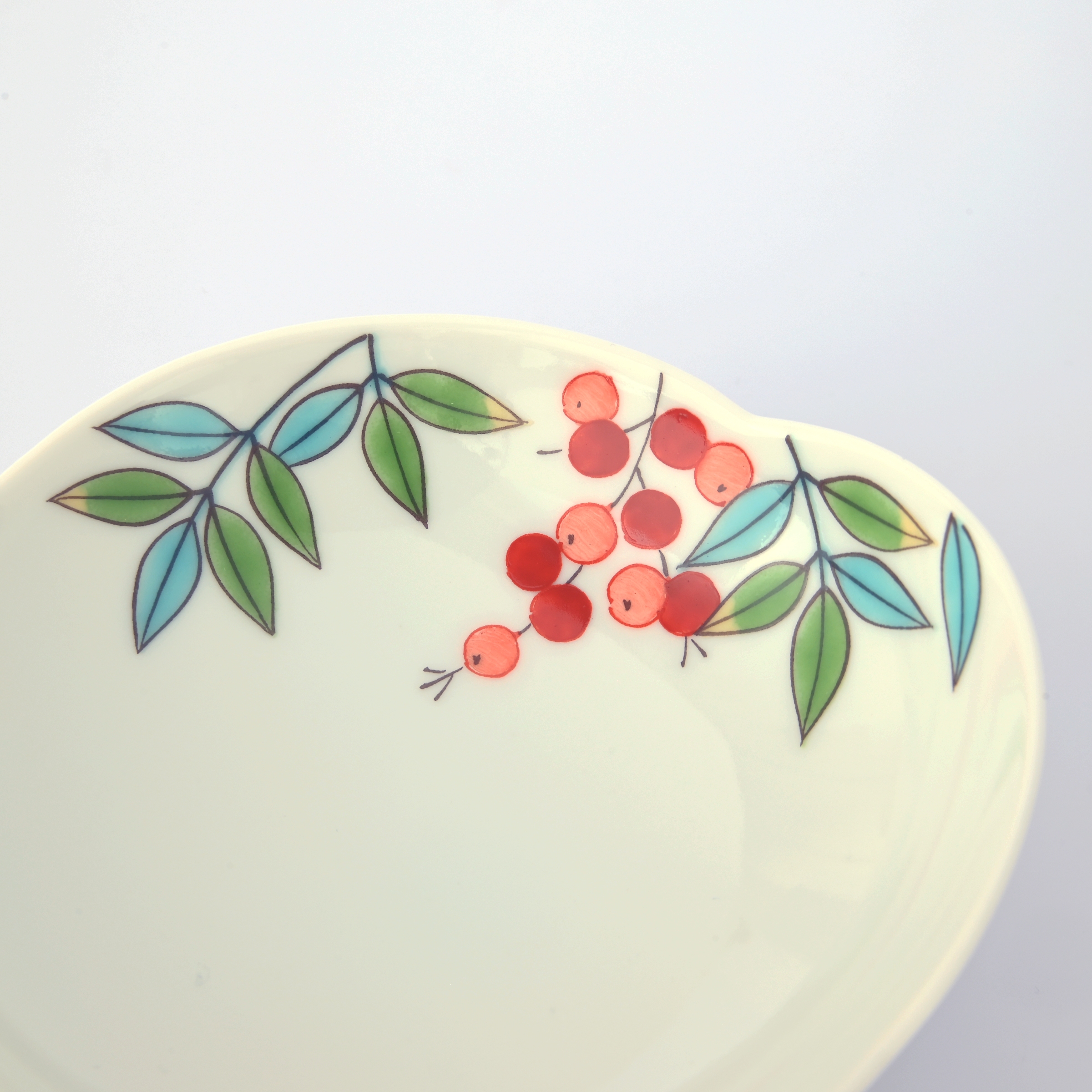 【色絵南天】福型小皿（長径9.5cm）*直営店・オンラインショップ限定商品*2