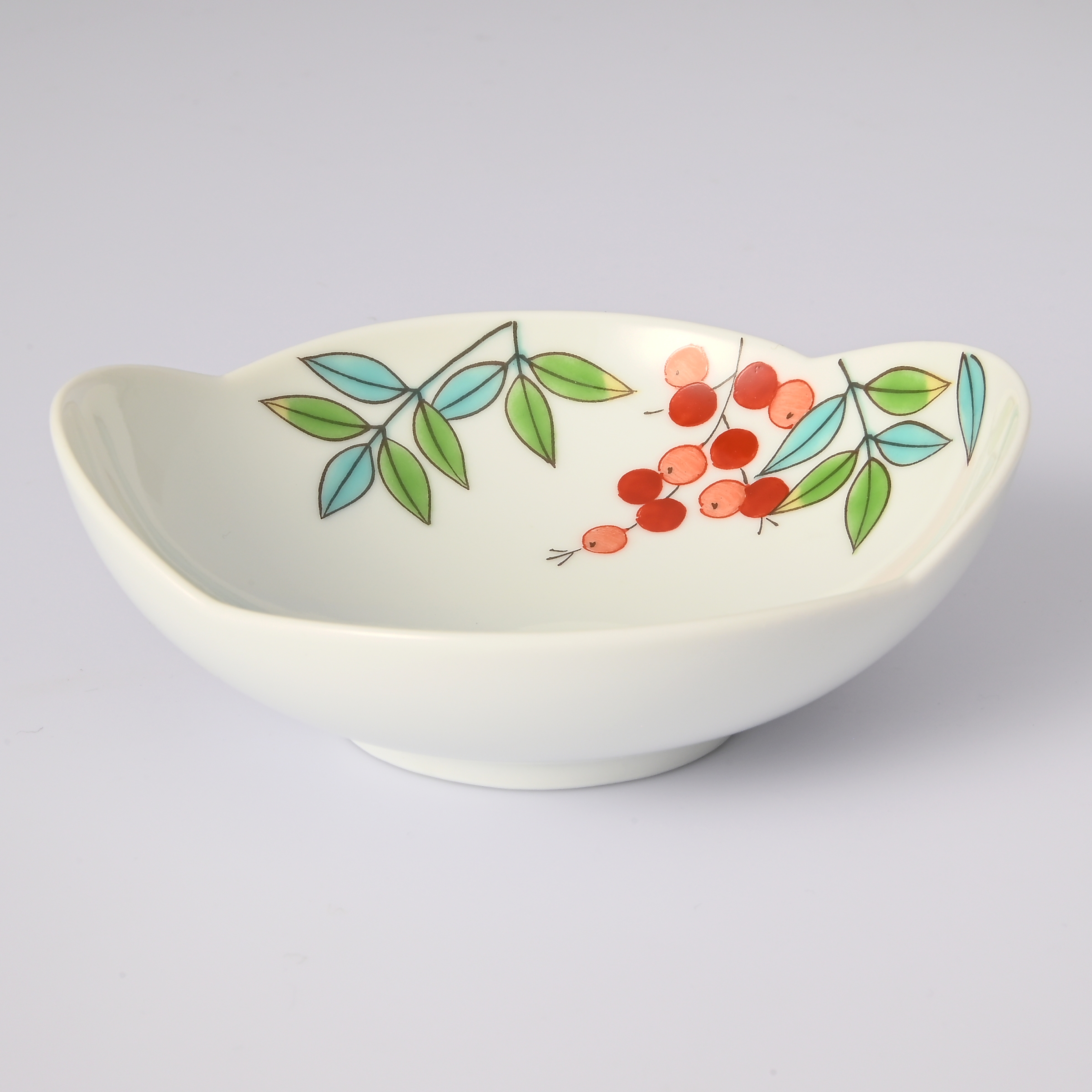 【色絵南天】福型小皿（長径9.5cm）*直営店・オンラインショップ限定商品*3