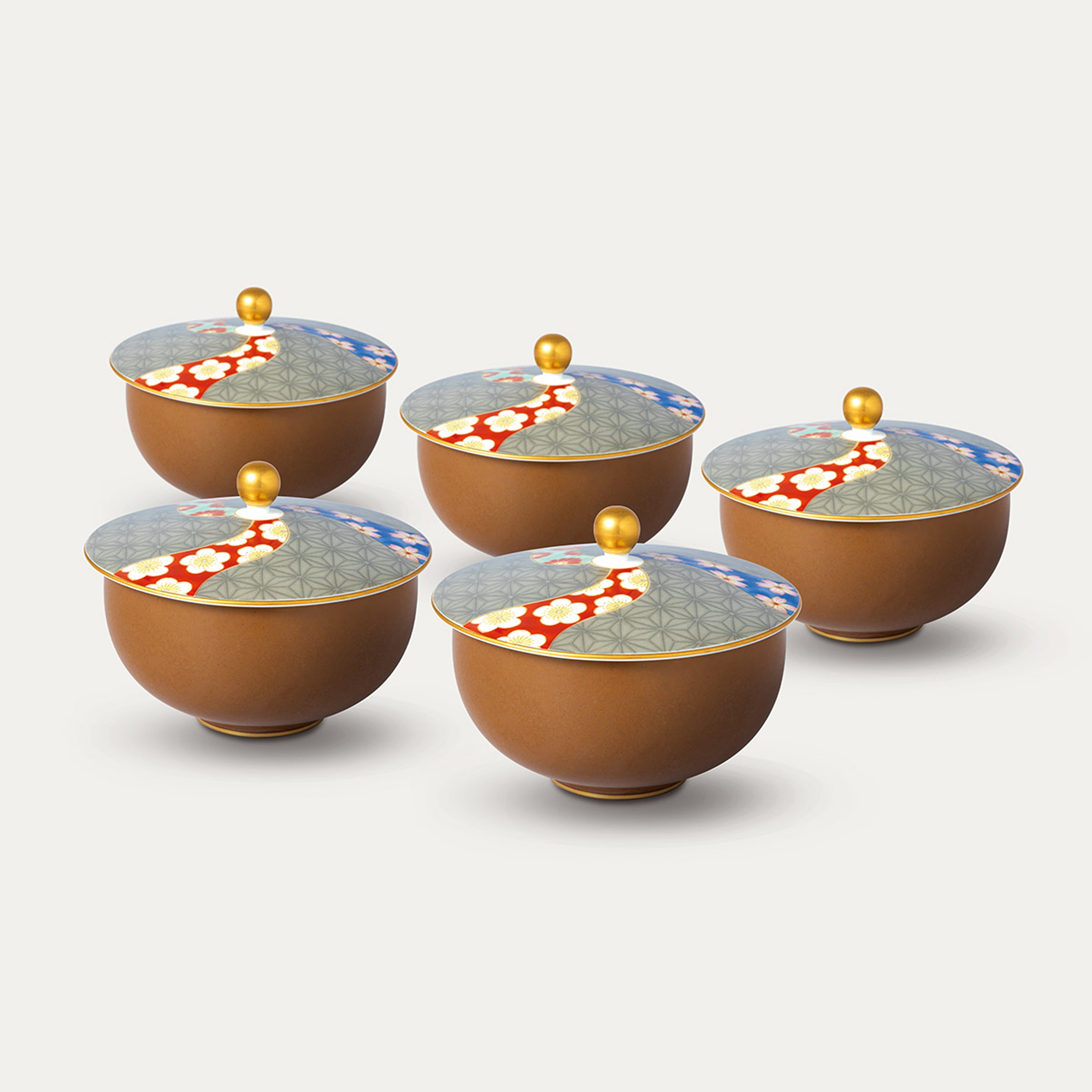 【祥瑞】蓋付湯のみ5客セット1