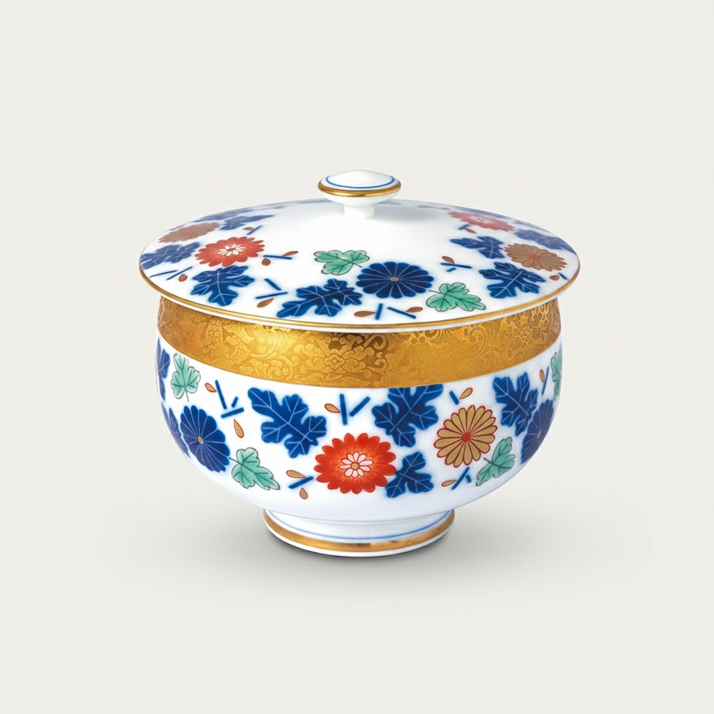 【染振り菊】蓋付湯のみ5客セット2