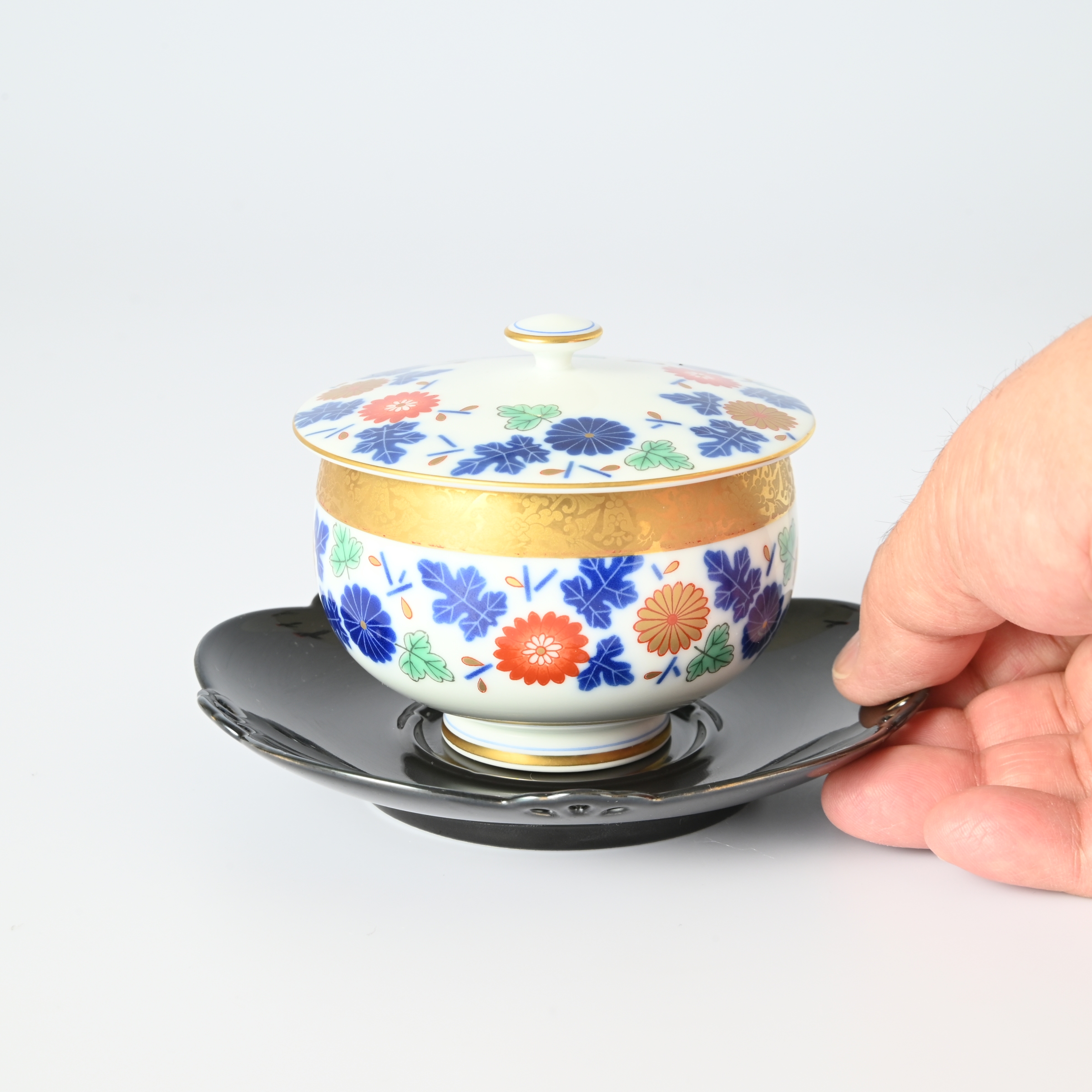 【染振り菊】蓋付湯のみ5客セット6