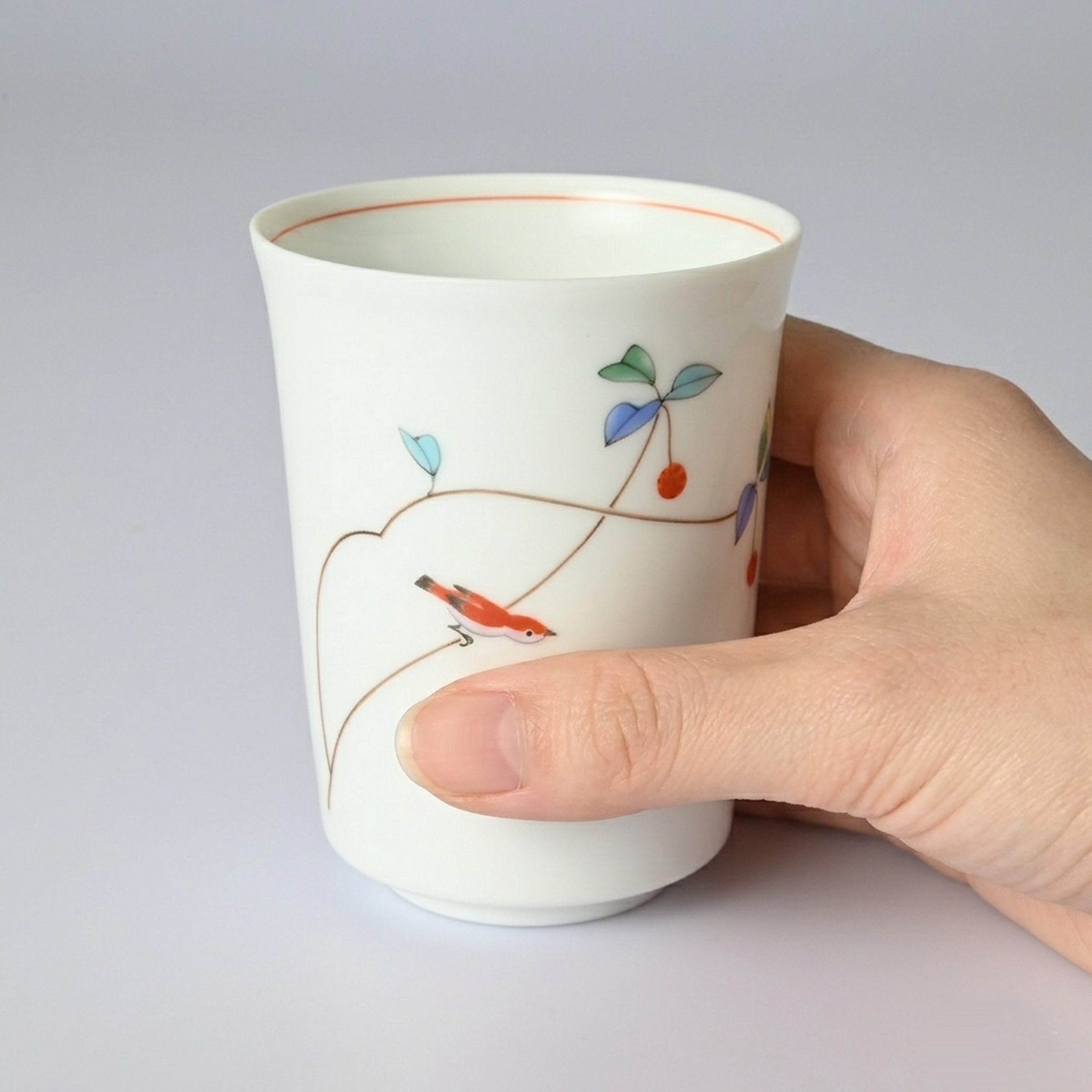 【小鳥の詩　ビナンカズラ】湯のみ 　箱なし・単品　*有田陶器市特別価格 アウトレット品*4