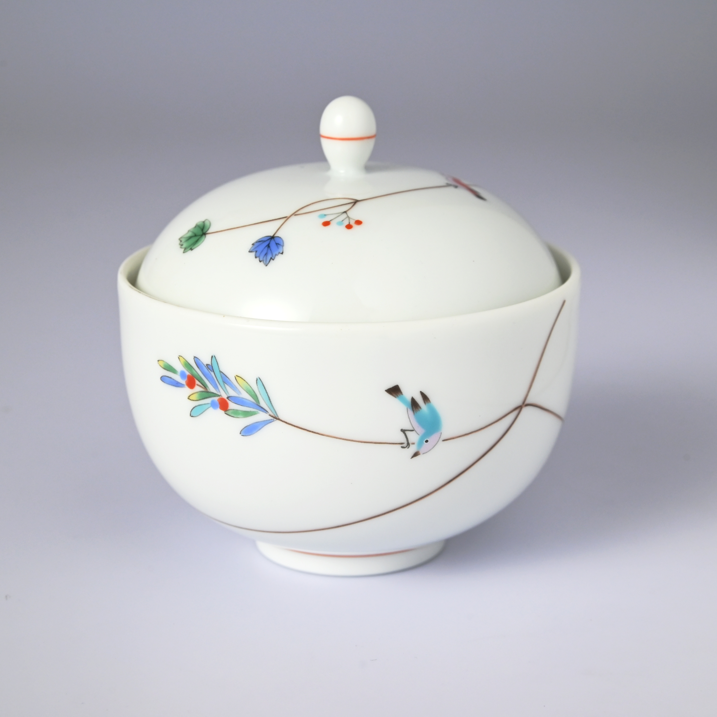 【小鳥の詩】キャンディーポット（蓋物）箱なし・単品　*有田陶器市特別価格 アウトレット品*