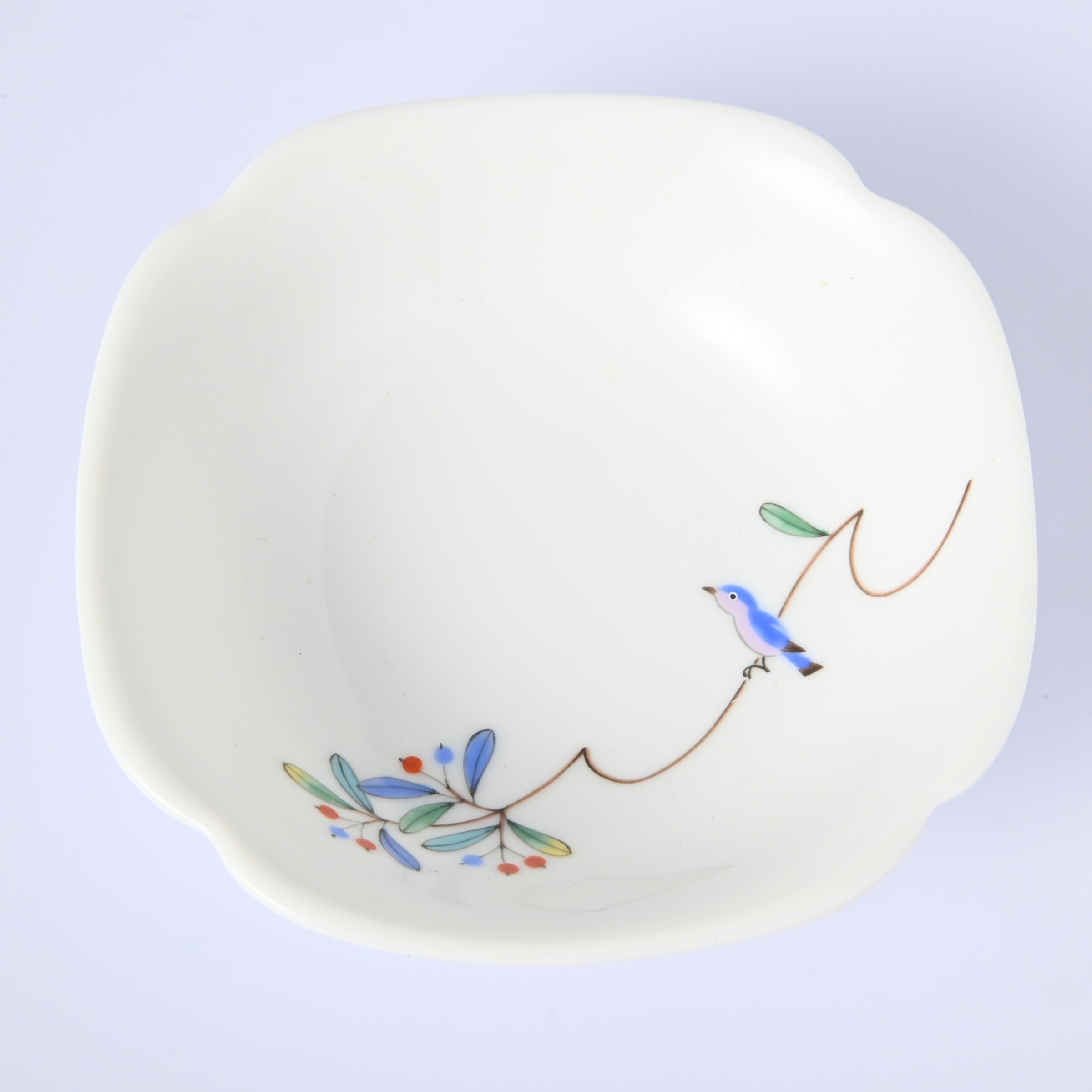 【小鳥の詩・ピラカンサ】小鉢 （縦横11cm）　箱なし・単品　*有田陶器市特別価格 アウトレット品*