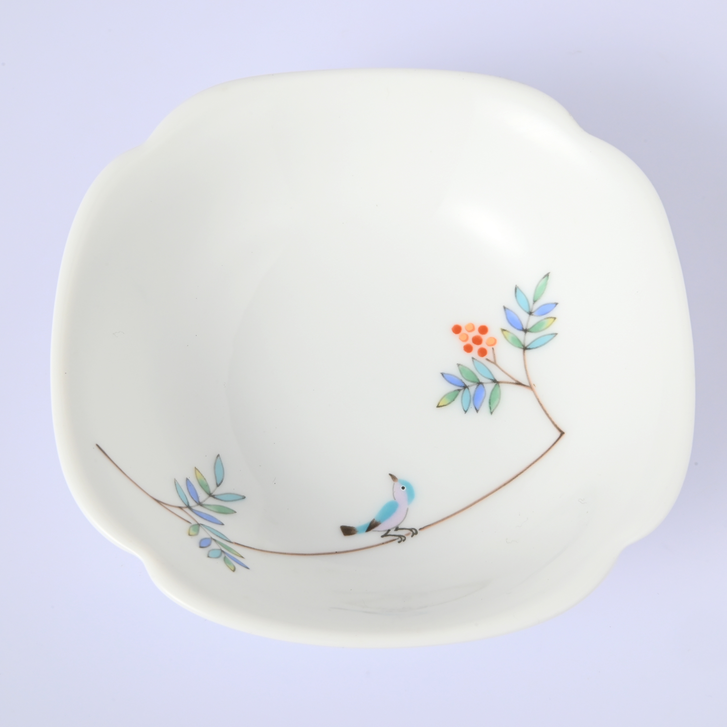 【小鳥の詩・ナナカマド】小鉢 （縦横11cm）　箱なし・単品　*有田陶器市特別価格 アウトレット品*