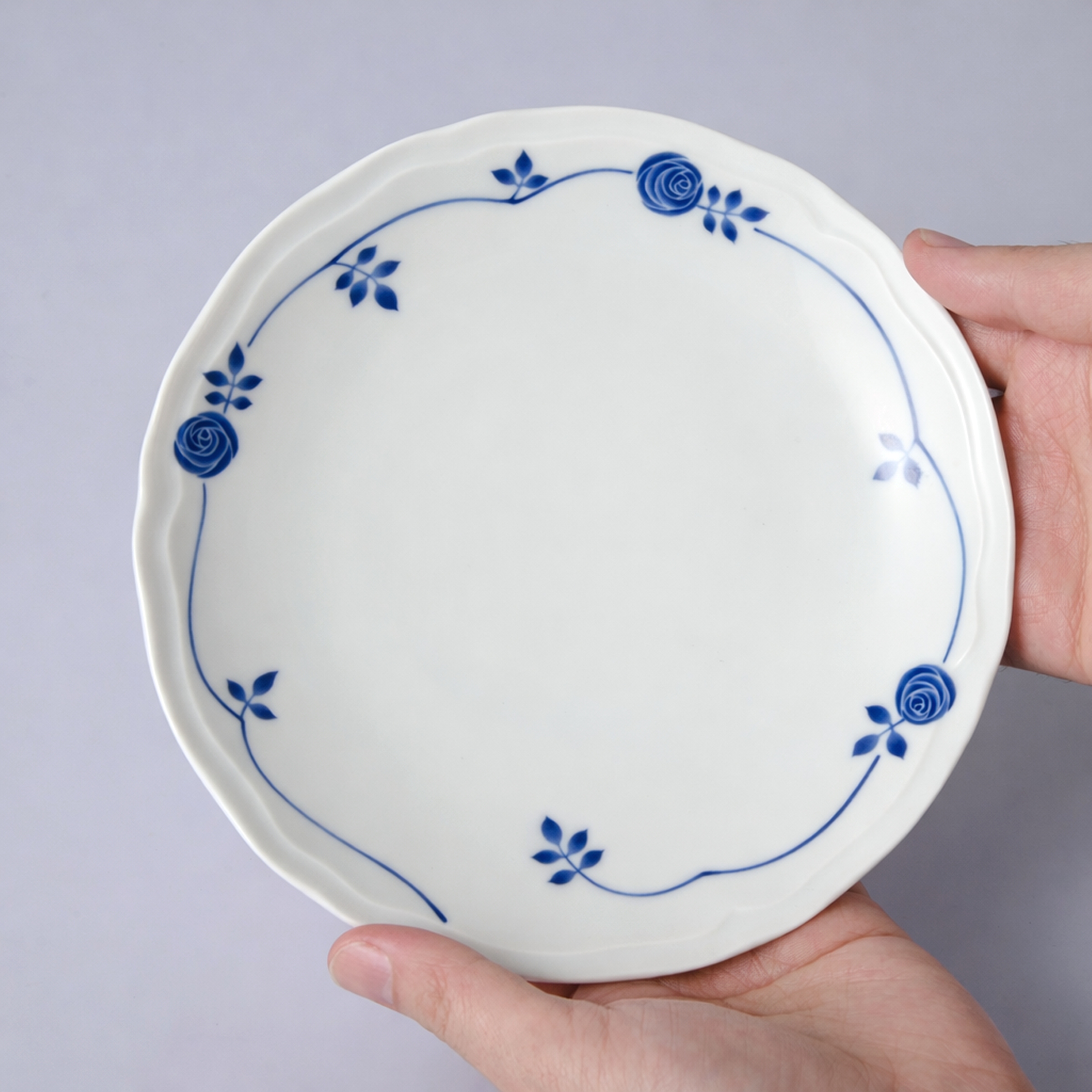 【ブルーローズ】16cm中皿プレート　箱なし・単品　*有田陶器市特別価格 アウトレット品*3