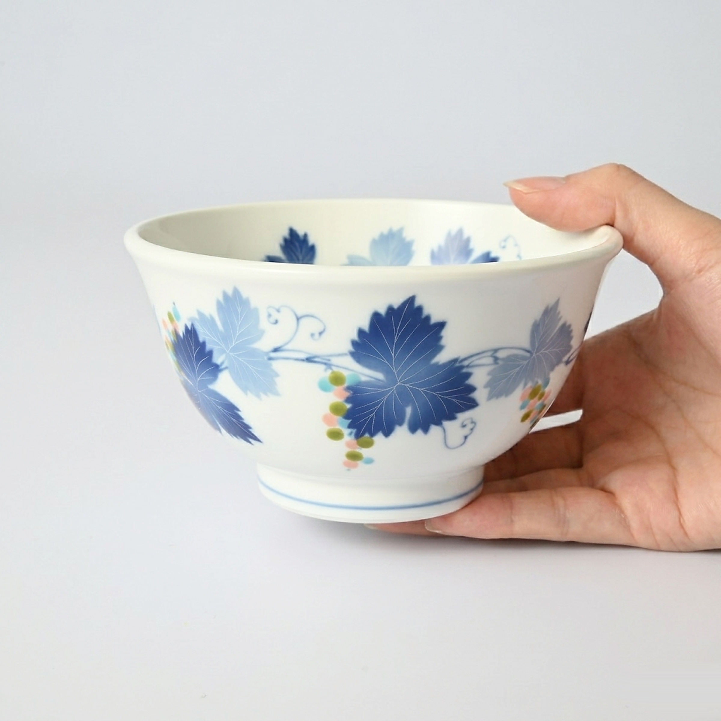 【染ぶどう】どんぶり（径14.5cm）　箱なし・単品　*有田陶器市特別価格 アウトレット品*4