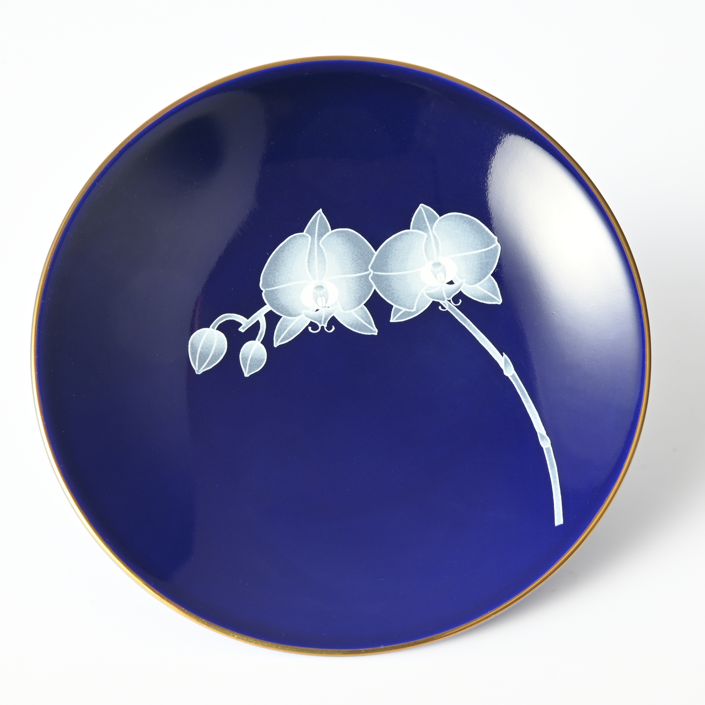 【ルリ胡蝶蘭】小皿（13cm ）　箱なし・単品　*有田陶器市特別価格 アウトレット品*