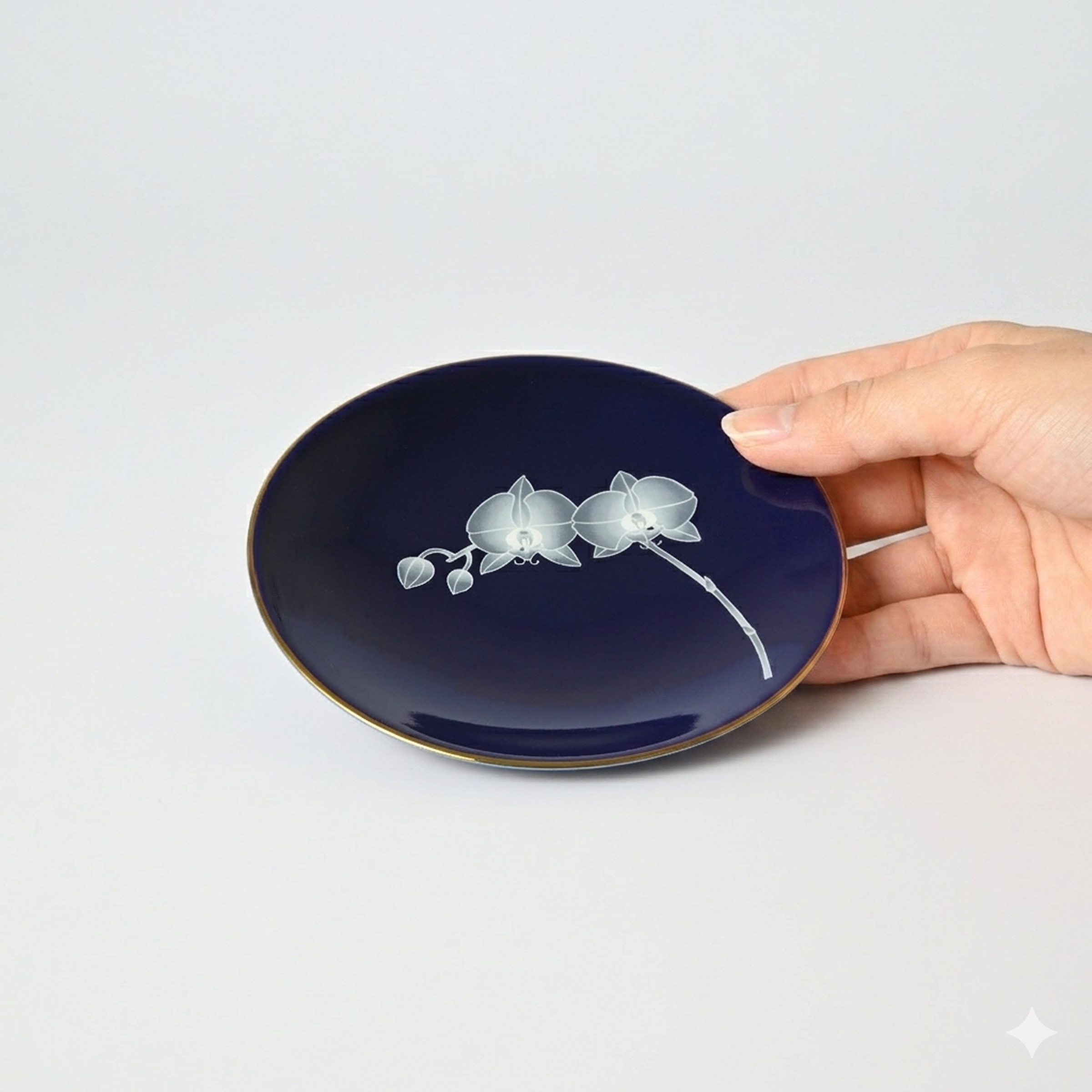 【ルリ胡蝶蘭】小皿（13cm ）　箱なし・単品　*有田陶器市特別価格 アウトレット品*3