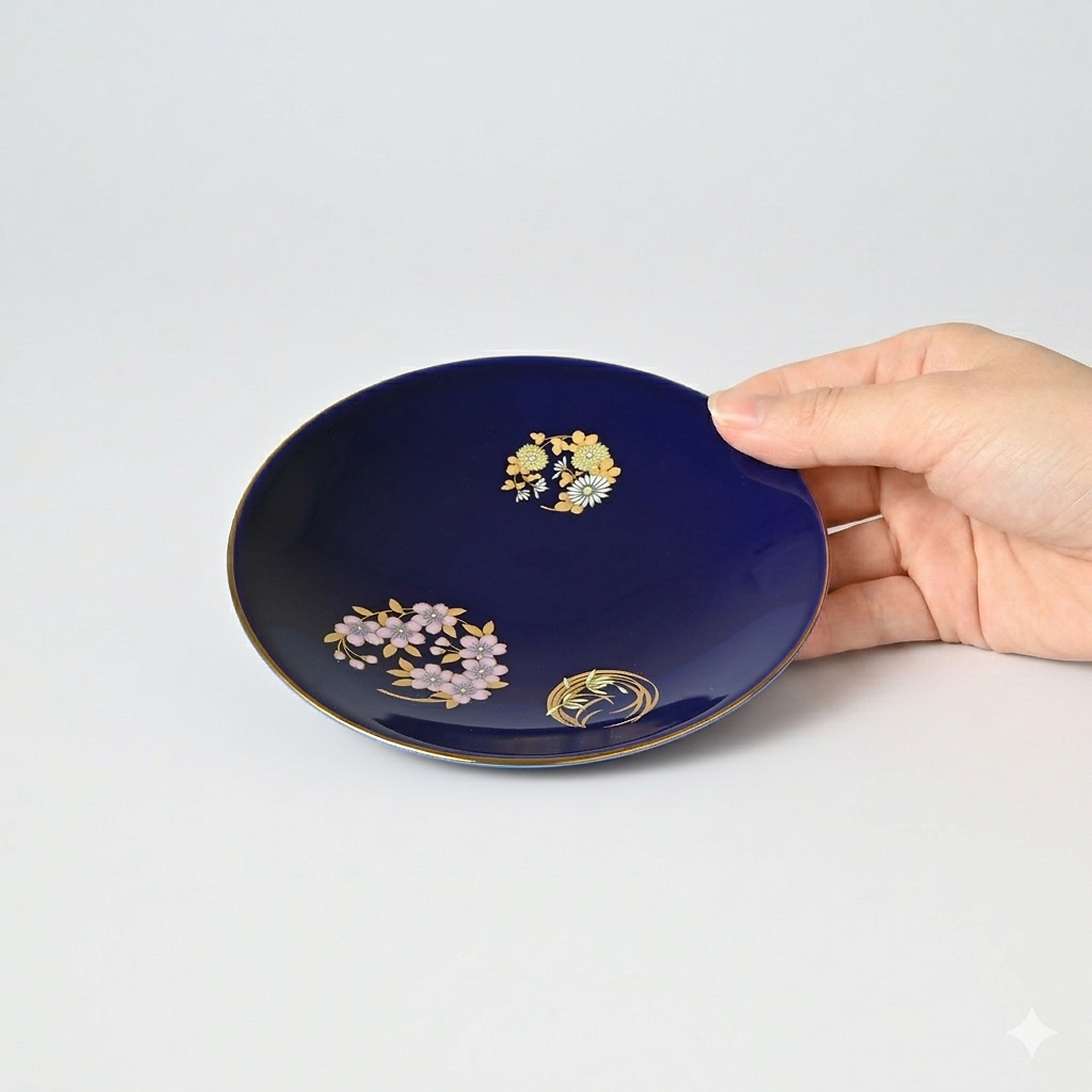 【ルリ金彩花丸紋】小皿（13cm ）　箱なし・単品　*有田陶器市特別価格 アウトレット品*3