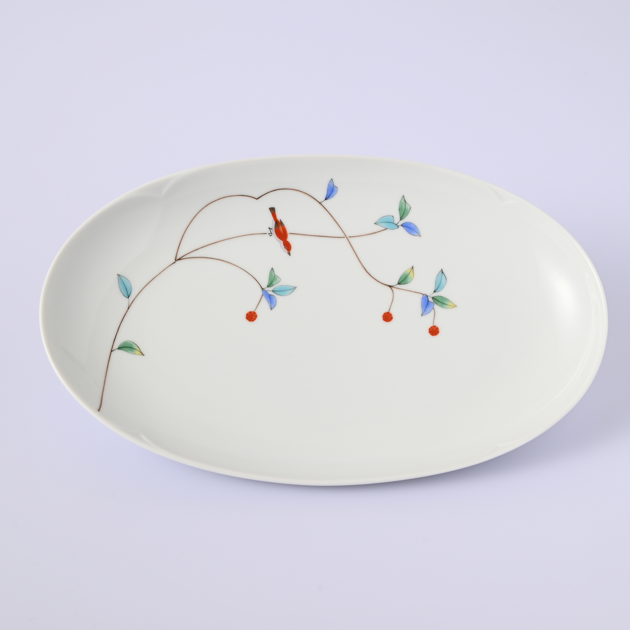 【小鳥の詩】ペア楕円皿（長径24.5cm）2