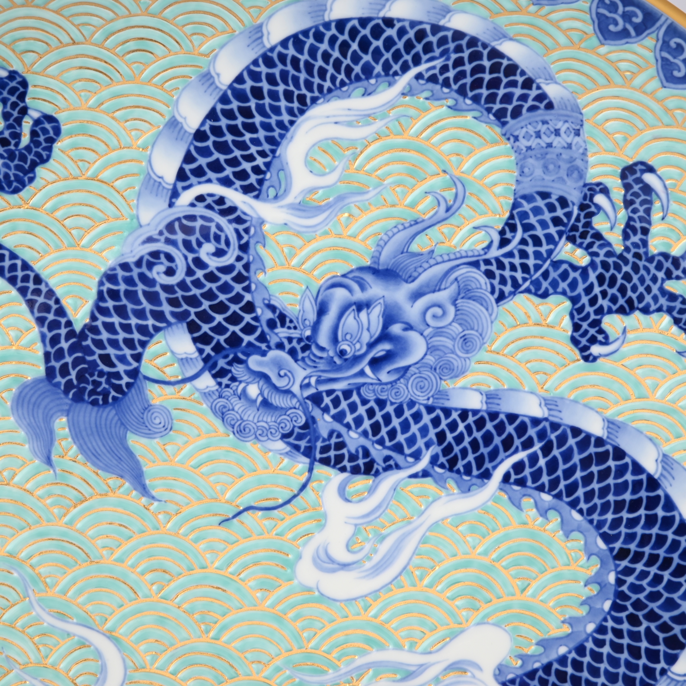 【染錦青海波龍文】大皿（径46cm）2
