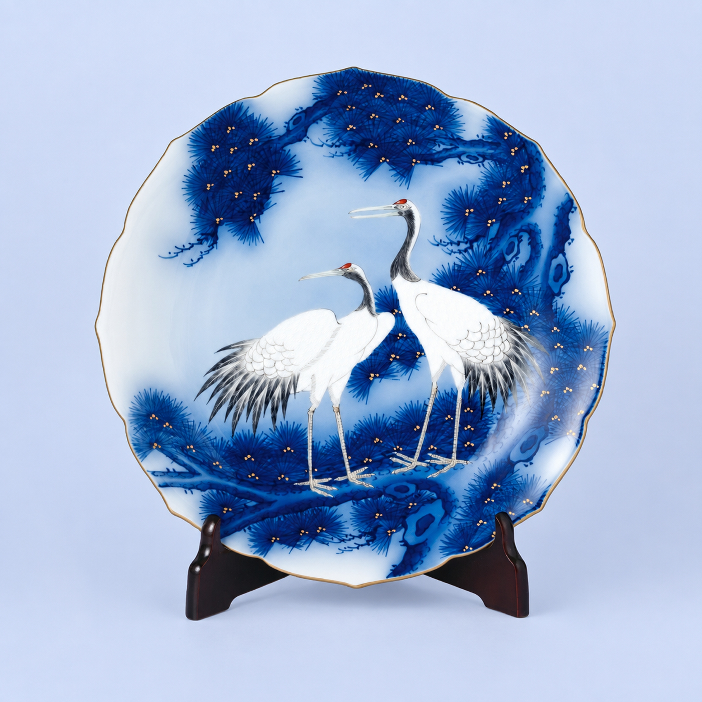 皇室御用達　有田焼　香蘭社　飾り皿 染錦菖蒲 染錦松鶴絵】飾り皿 逸品 高級有田焼飾皿 逸品セレクション|有田焼の